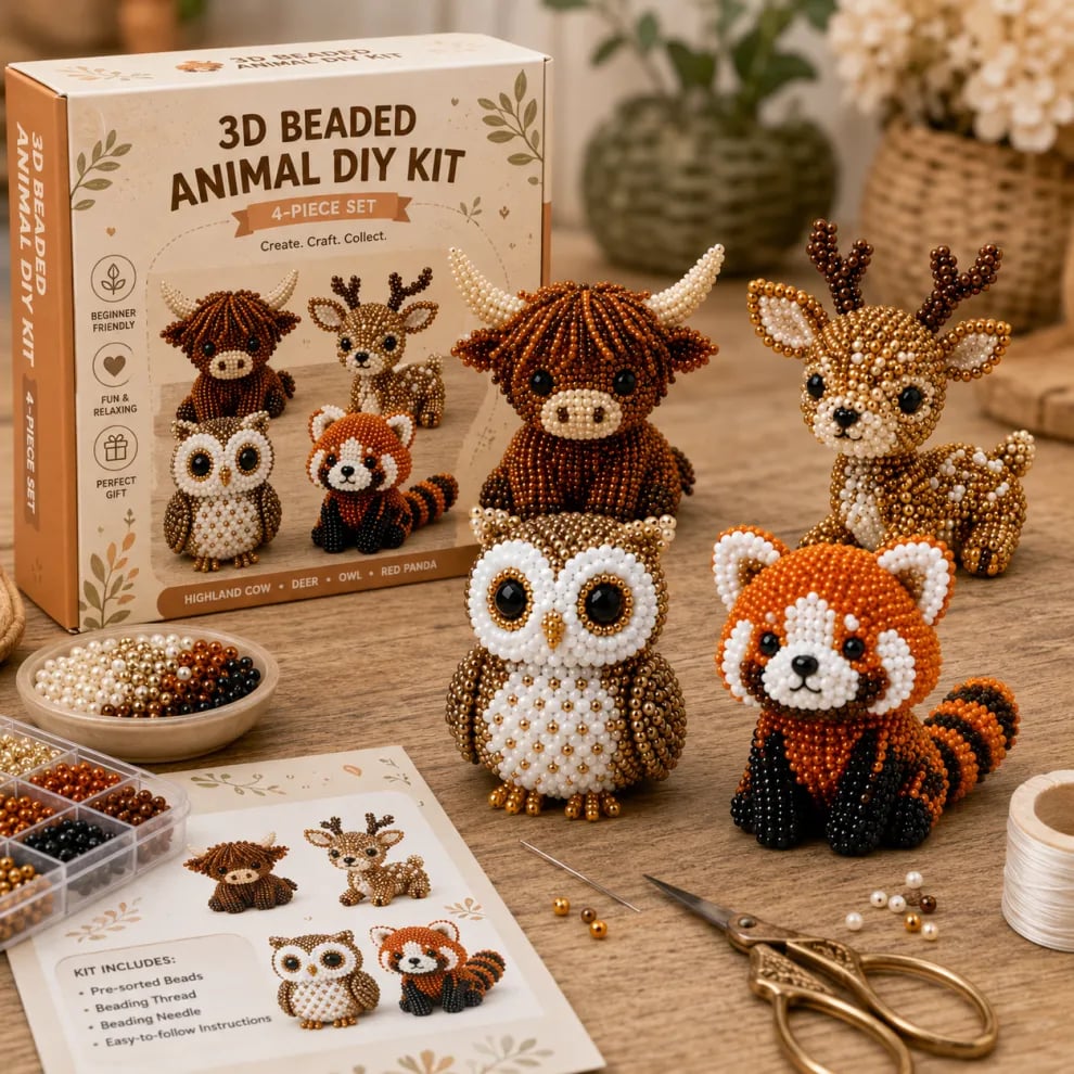 🎨 JETZT 50% RABATT! ✨ Kleines 3D-Bastelset für süße Perlentiere – Entspannung, Kreativität & das perfekte Geschenk 🐶🧵🎁