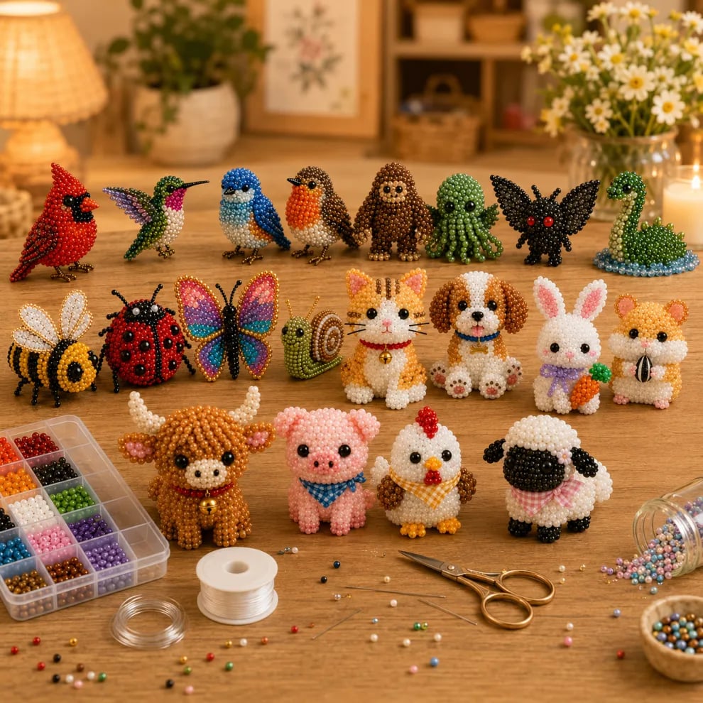 🎨 JETZT 50% RABATT! ✨ Kleines 3D-Bastelset für süße Perlentiere – Entspannung, Kreativität & das perfekte Geschenk 🐶🧵🎁