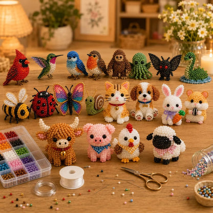 🎨 JETZT 50% RABATT! ✨ Kleines 3D-Bastelset für süße Perlentiere – Entspannung, Kreativität & das perfekte Geschenk 🐶🧵🎁