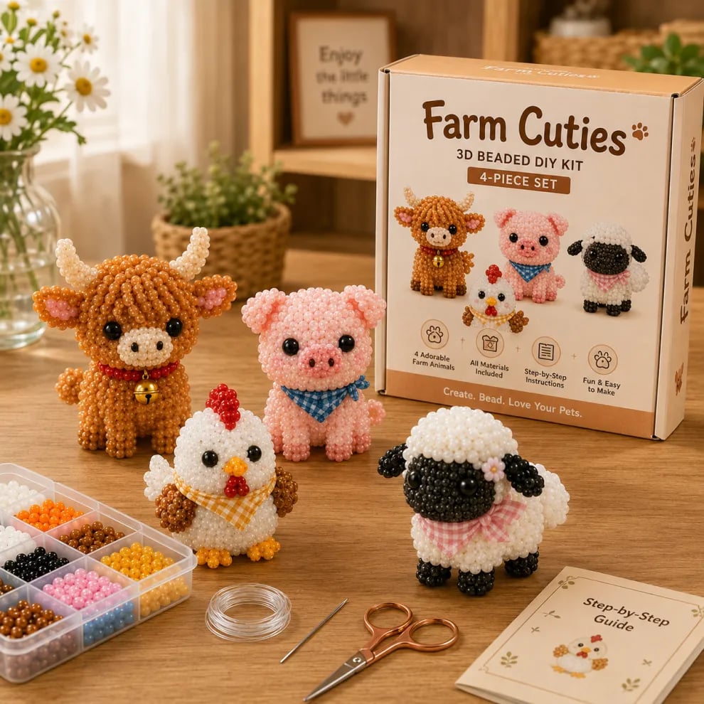 🎨 JETZT 50% RABATT! ✨ Kleines 3D-Bastelset für süße Perlentiere – Entspannung, Kreativität & das perfekte Geschenk 🐶🧵🎁