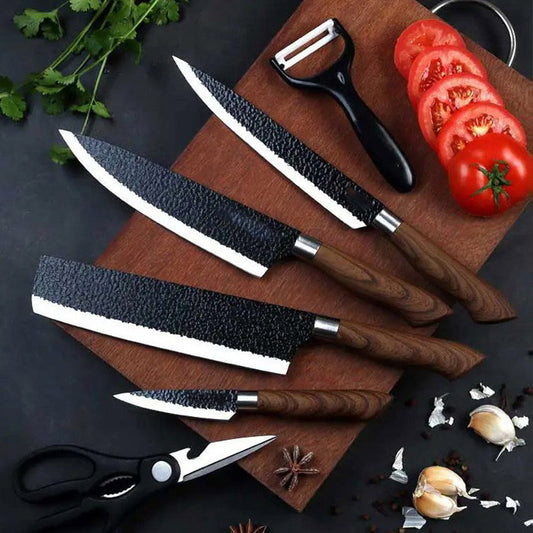 Premium Küchenmesserset aus Edelstahl – Hammerschlag-Design & dauerhafte Schärfe