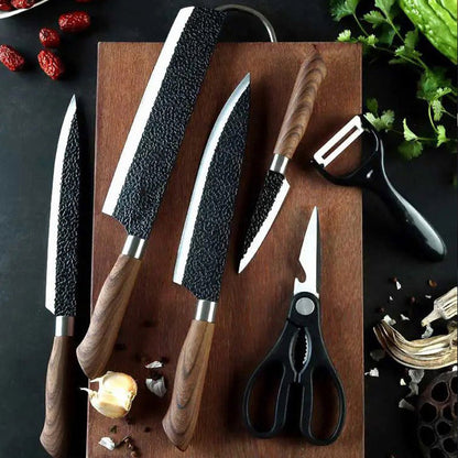 Premium Küchenmesserset aus Edelstahl – Hammerschlag-Design & dauerhafte Schärfe