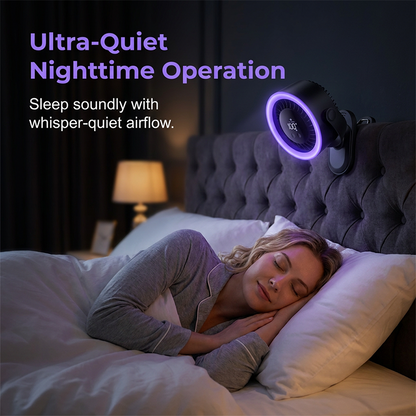 🌬️ USB-Wandventilator mit Digitalanzeige und starker Klemme 💤 Extrem leise Kühlung für die Nacht, omnidirektional schwenkbar. Heute 50 % reduziert!