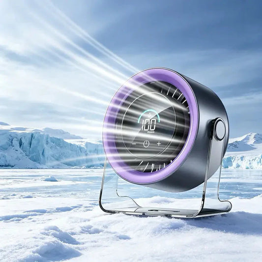 ❄️ Hochgeschwindigkeits-Tischventilator mit TEC-Kühlung – Sofortige thermoelektrische Kühlung | Einstellbare Geschwindigkeiten | Tragbares Design 🌬️