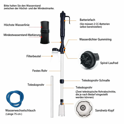 🐠50% RABATT!⚡Elektrischer Aquarienkiesreiniger – Automatischer Mulmabsauger, wiederaufladbar & wasserdicht – Sauberes Aquarium ohne Wasserwechselstress ✨