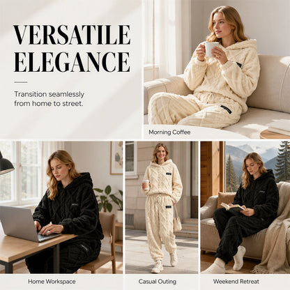 💥 HALF PRICE — HOT SALE! 🍂 3D Embossed Geometric Plush Loungewear Set – Thermal 3D Lock, Cloud-Like Fit ☁️ Warm & Luxurious for Home, Leisure & Dates 🏠 Stay Cozy All Winter 🔥