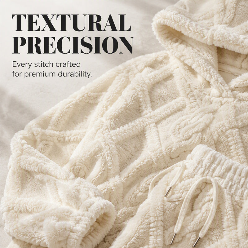 💥 HALF PRICE — HOT SALE! 🍂 3D Embossed Geometric Plush Loungewear Set – Thermal 3D Lock, Cloud-Like Fit ☁️ Warm & Luxurious for Home, Leisure & Dates 🏠 Stay Cozy All Winter 🔥