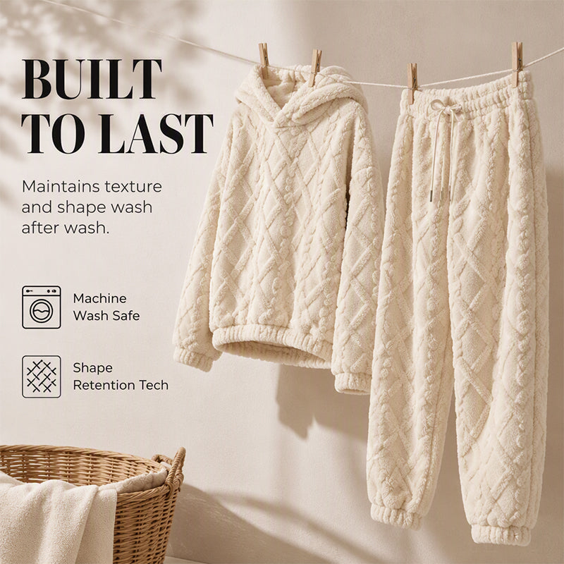 💥 HALF PRICE — HOT SALE! 🍂 3D Embossed Geometric Plush Loungewear Set – Thermal 3D Lock, Cloud-Like Fit ☁️ Warm & Luxurious for Home, Leisure & Dates 🏠 Stay Cozy All Winter 🔥