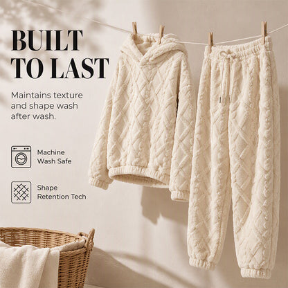 💥 HALF PRICE — HOT SALE! 🍂 3D Embossed Geometric Plush Loungewear Set – Thermal 3D Lock, Cloud-Like Fit ☁️ Warm & Luxurious for Home, Leisure & Dates 🏠 Stay Cozy All Winter 🔥