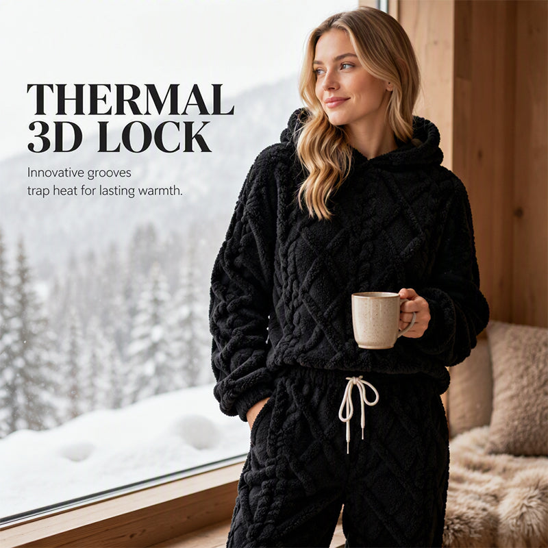💥 HALF PRICE — HOT SALE! 🍂 3D Embossed Geometric Plush Loungewear Set – Thermal 3D Lock, Cloud-Like Fit ☁️ Warm & Luxurious for Home, Leisure & Dates 🏠 Stay Cozy All Winter 🔥