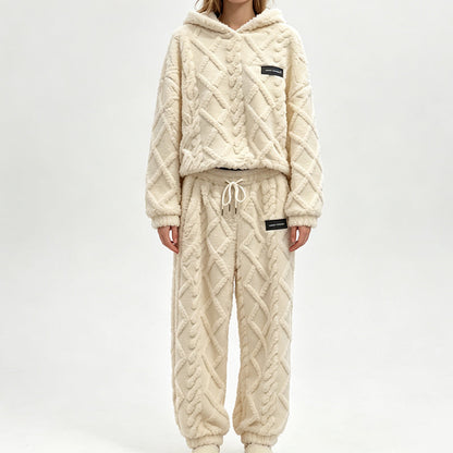 💥 HALF PRICE — HOT SALE! 🍂 3D Embossed Geometric Plush Loungewear Set – Thermal 3D Lock, Cloud-Like Fit ☁️ Warm & Luxurious for Home, Leisure & Dates 🏠 Stay Cozy All Winter 🔥