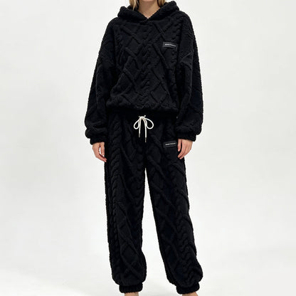 💥 HALF PRICE — HOT SALE! 🍂 3D Embossed Geometric Plush Loungewear Set – Thermal 3D Lock, Cloud-Like Fit ☁️ Warm & Luxurious for Home, Leisure & Dates 🏠 Stay Cozy All Winter 🔥
