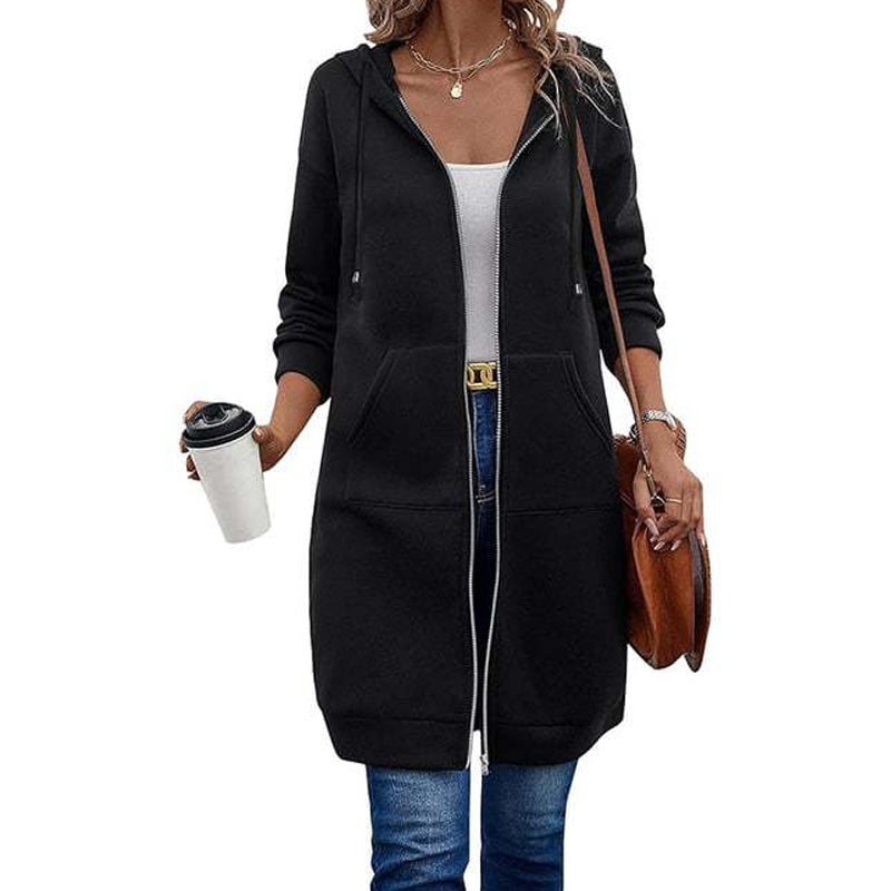 🧥 50 % RABATT | Lässig, bequem & vielseitig – Damen Kapuzenjacke in längerer Passform