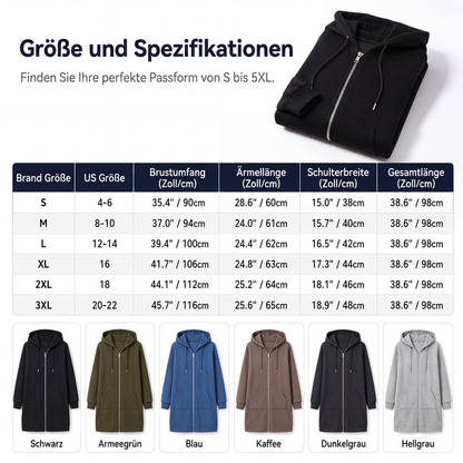 🧥 50 % RABATT | Lässig, bequem & vielseitig – Damen Kapuzenjacke in längerer Passform