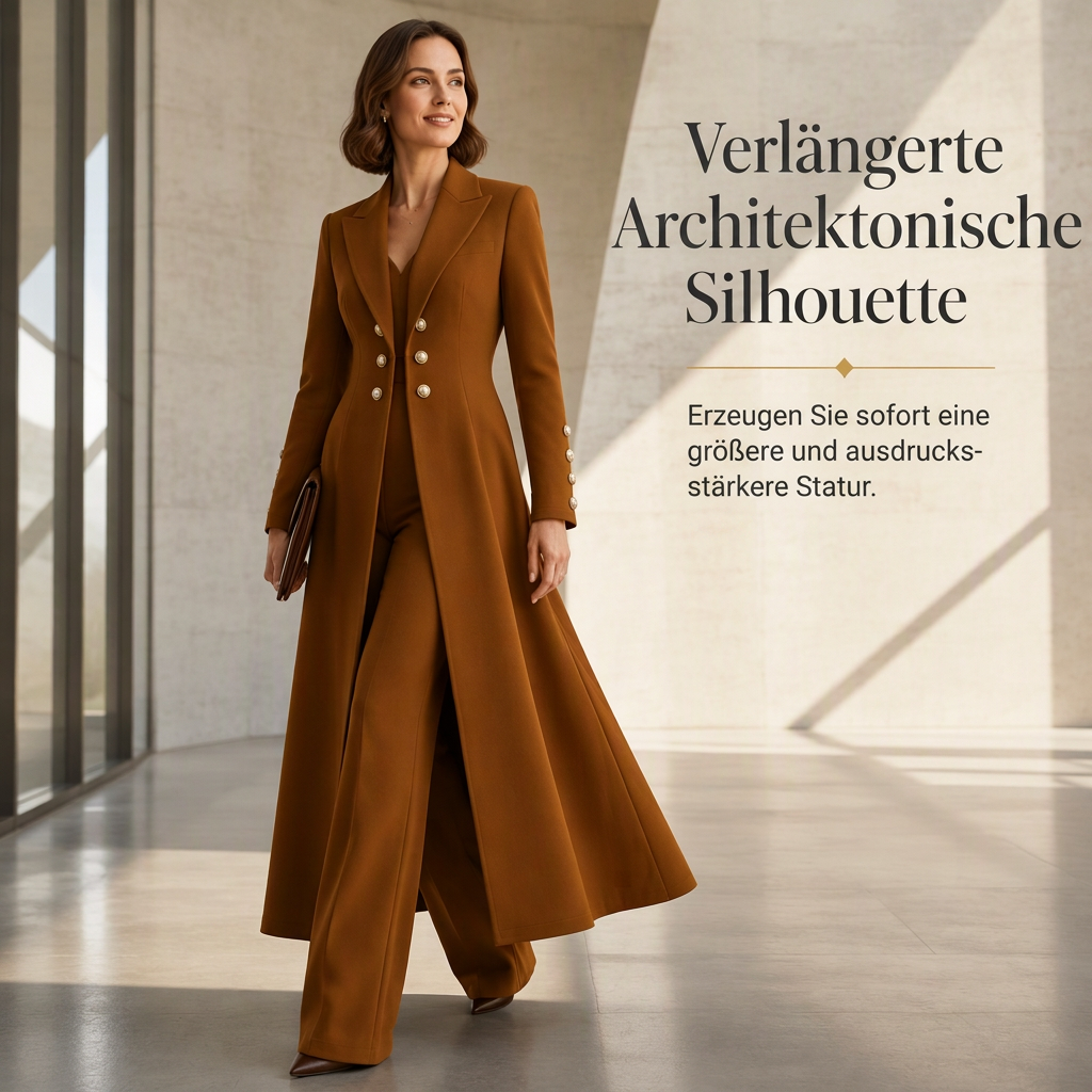 📢🎉🛍️✨Elegantes herbstliches 2-Teiler-Outfit für Damen mit Retro-Langmantel und schlichter Hose