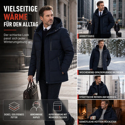 🎯 50% Rabatt + Gratis Versand! 🚚 Herren mittellange wattierte Winterjacke, business-elegant & lässig, für Männer mittleren Alters