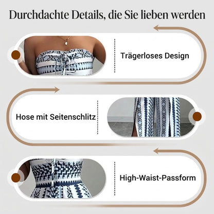 Damen Jumpsuit Schulterfrei Floral im Boho-Stil – Eleganter Sommer-Overall mit Bardot-Ausschnitt – 50% Rabatt