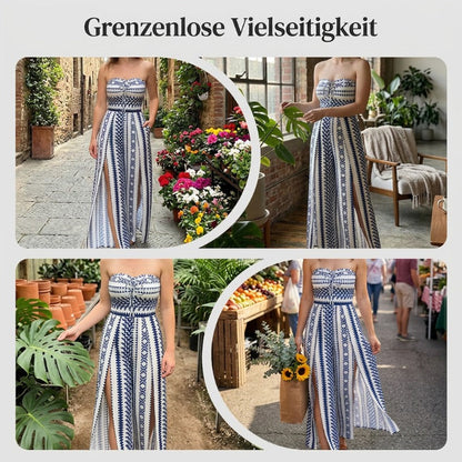 Damen Jumpsuit Schulterfrei Floral im Boho-Stil – Eleganter Sommer-Overall mit Bardot-Ausschnitt – 50% Rabatt